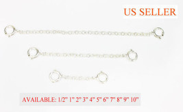 Sterling Silver Extender Safety Round Cable link Chain Necklace Bracelet Lock - £2.46 GBP