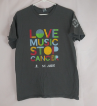 Love Music Stop Cancer St. Jude Charity Men&#39;s Gray T-Shirt Size Medium - $232.04 MXN
