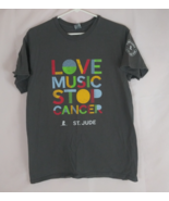 Love Music Stop Cancer St. Jude Charity Men&#39;s Gray T-Shirt Size Medium - $229.29 MXN