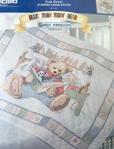 Bucilla Blue Jean Teddy Bear Crib Cover Stamped Cross Stitch Kit Daisy K... - £29.68 GBP