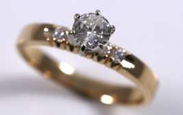 0.63CTW Diamond 14K Yellow Gold Engagement Ring (Sz 7.25) - £616.37 GBP