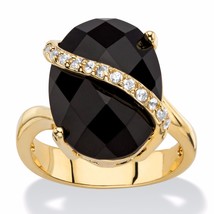 Womens 14K Gold Checkerboard Pave Black Onyx Gp Cz Ring Size 6 7 8 9 10 - $99.99