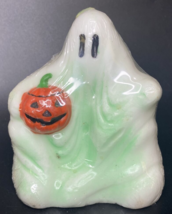 Vintage Ghost Holding Jack-O-Lantern Decorative Candle Halloween 4.5&quot; SKU H20 - £18.37 GBP