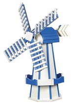 6½ FOOT JUMBO POLY WINDMILL - White &amp; Blue Working Garden Weathervane Am... - £1,145.79 GBP