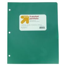 up&amp;up 2 Pocket Plastic Folder Green 3-Hole Punched 50 Sheet Capacity Letter - $209.57 MXN