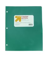 up&amp;up 2 Pocket Plastic Folder Green 3-Hole Punched 50 Sheet Capacity Letter - $209.57 MXN