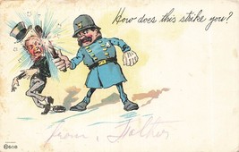 How Does This Strike You? Policeman Strikes Man With STICK~1905 Comic Postcard - £8.75 GBP