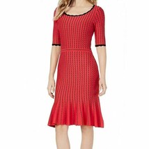 Taylor Womens Large Red Black Striped Elbow Sleeve Sheath Sweater Dress NWT - £27.05 GBP