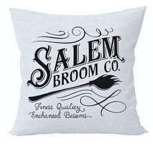 White Salem Broom Co. Hocus Pocus Decorative Throw Pillow Case Cover 18 x 18 NEW - £11.54 GBP