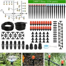 Comprehensive 240FT Drip Irrigation Kit with 136 Accessories for Gardens - $108.85