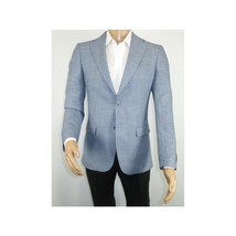 Men Sport Coat by Berlusconi Turkey Soft European Plaid #AT77 03 Blue Linen image 6