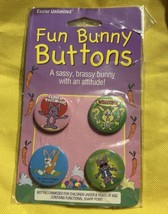 NOC Fun Bunny Buttons Pinbacks Set of 4 Sassy Attitude Sarcastic Humor Easter 04 - £22.36 GBP