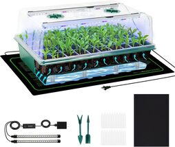 Self-Watering 60-Cell Seed Starter Kit with Grow Light &amp; Heat Mat - Indo... - $67.27