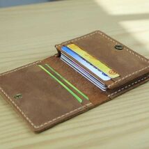 Genuine Leather Men Card Wallet, Crazy Horse Leather Slim Bifold Wallet,... - $35.00