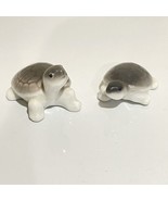 Vintage 2 Miniature MCM Porcelain Turtles Textured Gray 2 Sizes Japan Fi... - £10.31 GBP