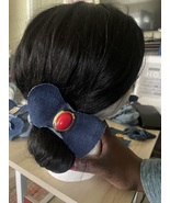 Convertible Denim Scrunchie with Vintage Red Charm Bow Can Be Worn 2 Way... - $266.55 MXN