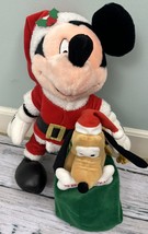 Disney Mickey Mouse Santa Claus &amp; Pluto Stuffed Plush Poseable 13” Christmas - £31.64 GBP