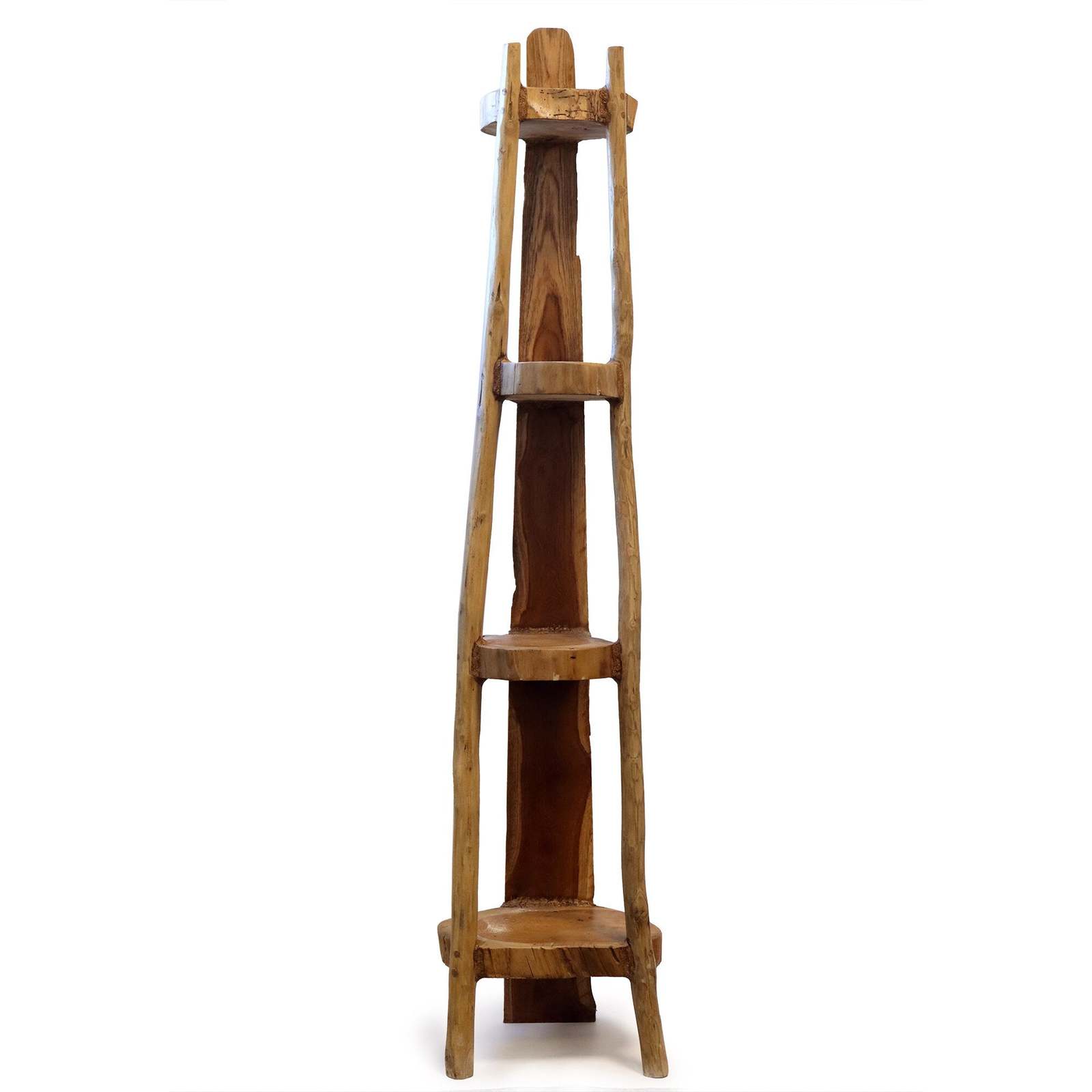 Natural Teak Corner Unit 4 Shelves - 135cm high, recycled, eco-friendly, hand-c