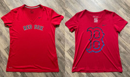 2 Boston Red Sox Women’s V Neck Nike Dri-Fit T-Shirts Red  Size L MLB - £11.56 GBP