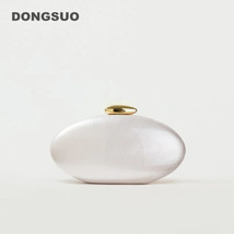 Elegant Oval Shape Ivory Clutch Purse Handbag For Women - £89.34 GBP