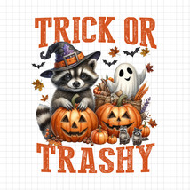 Trick or Trashy PNG, Funny Halloween Raccoon Ghost PNG, Cute Animal Pump... - $46.70 MXN