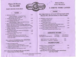 Mama Margie&#39;s Menu I10 at Wurzbach San Antonio Texas  - £9.49 GBP