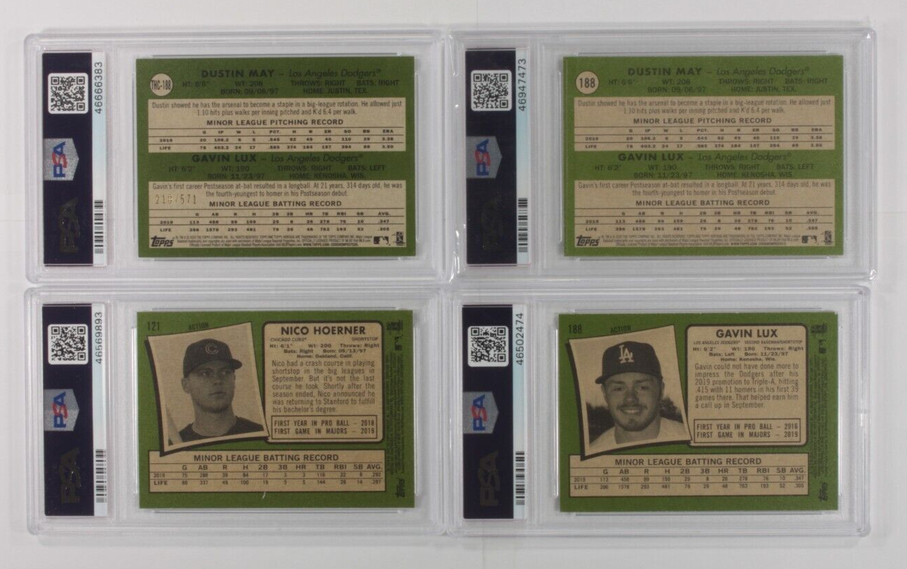 Lot 4 PSA 10 2020 Topps Heritage Nico Hoerner, Dustin Kann / Gavin Lux, Lux-
... Item image 3