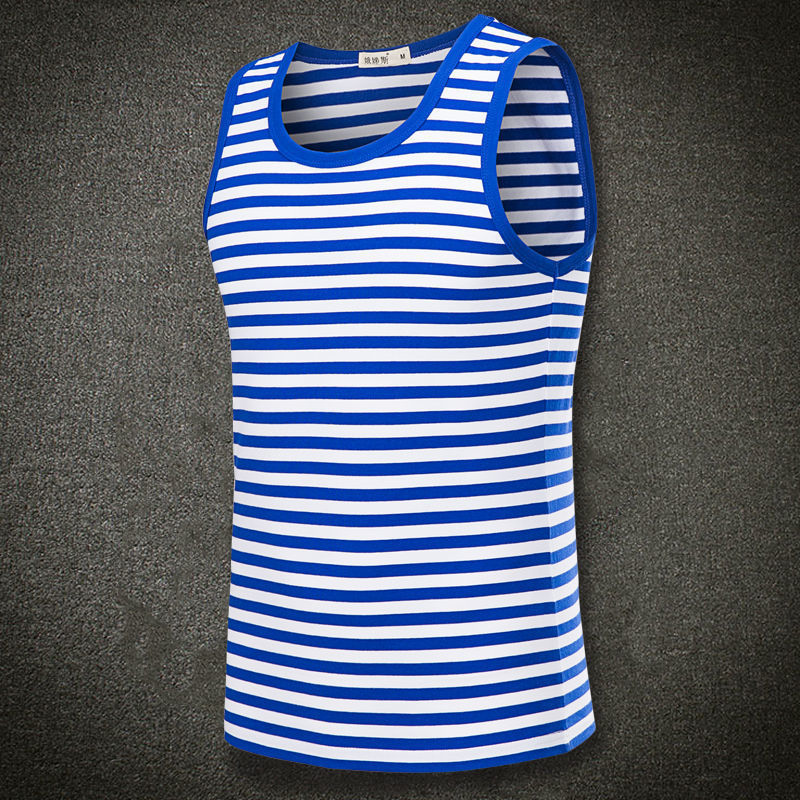 RUSSIAN MILITARY VDV AIRBORNE STRIPED NAVY TELNYASHKA SLEEVELESS T
