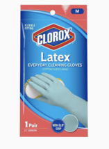 Clorox Reusable Everyday Cleaning Gloves, Size Medium 1 Pair Cotton Flock Lining - £3.55 GBP