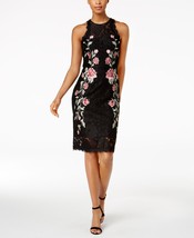 Betsy &amp; Adam Womens Embroidered Lace Dress,Black/Multi,2 - £111.04 GBP