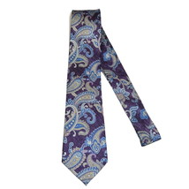 Men's 100% Silk Necktie By Bruno Piattelli Paisley Floral Fancy BP3 Plum Blue image 2