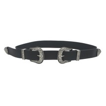 Floral Embossed Double Buckle Western Belt - $21.35