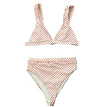 Tularosa Bettie Pink White Striped Bikini Womens Medium Top Small Bottom... - £39.16 GBP