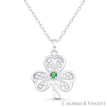 3-Leaf Clover Irish Shamrock Luck Charm CZ Crystal .925 Sterling Silver Pendant - $29.21+