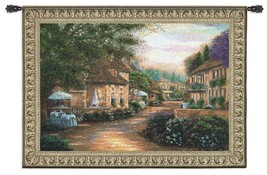 75x53 Plenitude De Charme European Village Street Floral Tapestry Wall Hanging - $287.10