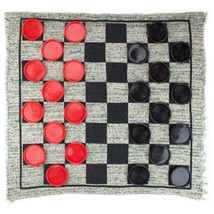 Giant 3-in-1 Checkers &amp; Mega Tic Tac Toe with Reversible Rug - £23.09 GBP
