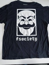 Loot Crate M.R Robot F society T-Shirt Men&#39;s Black Large Short Sleeve Cr... - £14.63 GBP