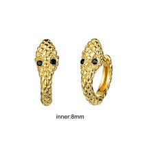 Black color Zircon 925 Sterling Silver Hoop Earrings Women Gold color Earrings F - £11.51 GBP