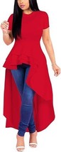 Lrady Womens Casual High Low Irregular Ruffle Hem Shirt Dress - 4XL (28-30) - $27.13