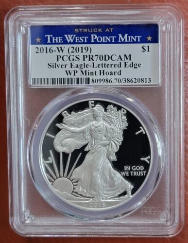 2016-W American Silver Eagle PCGS PR70DCAM (2019)  WP Mint Hoard Lettered Edge - £309.77 GBP
