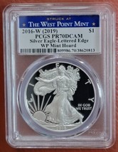 2016-W American Silver Eagle PCGS PR70DCAM (2019)  WP Mint Hoard Lettered Edge - £316.54 GBP