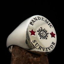 Excellent crafted Mens Statement Ring Pandemic Survivor - Sterling Silver - £46.25 GBP