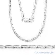 .925 Sterling Silver Herringbone 1.2mm Link Chain Fashion Rope Italian Necklace - £28.23 GBP+