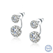 925 Sterling Silver earring CZ Cubic Zirconia clear crystal DLE27 - £11.55 GBP