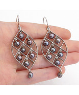 925 Sterling Silver - Dangling Freshwater Blue Pearl Twist Drop Earrings... - £40.81 GBP