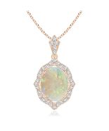 ANGARA 1.78 Ct Natural Opal Pendant Necklace With Diamond in 14K Gold (AAA) - $2,178.84