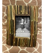 Handmade Whimsical Wood Twig Picture Frame with Vintage 1950s Photo Baby... - £25.11 GBP