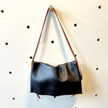 Open Habit $285 Black &amp; Brown Leather &#39;The Fold&#39; Shoulder Bag Purse 0307MD - £157.32 GBP