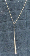 10kt Yellow Gold 15&quot; Rolo Chain Tassel Drop Pendant 1.6g Necklace 1758 AR Italy - £85.68 GBP
