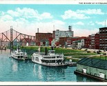 Vtg Postcard 1922 The Wharf at Pittsburg PA Pennsylvania Keller Jones Bu... - $8.87